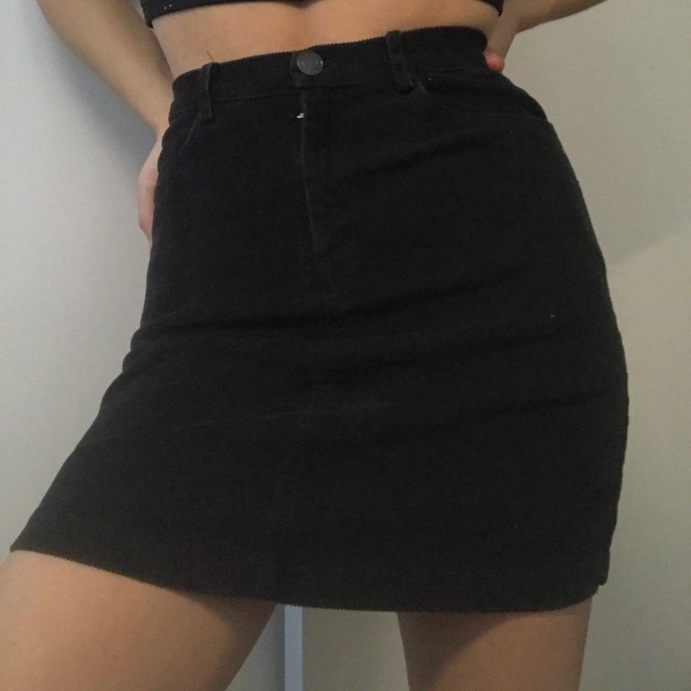 Black Corduroy Mini Skirt [Brandy Melville]